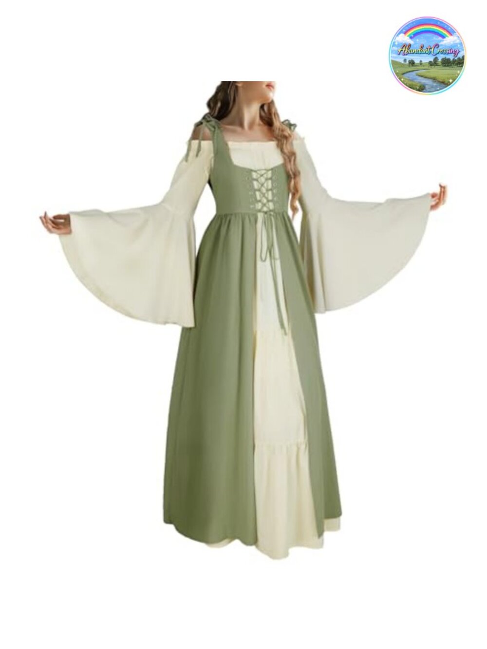 Renaissance Costume Medieval Long Sleeve Off Shoulder Dress Women's